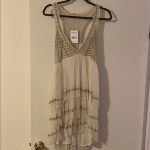 Free People beaded low cut mini dress